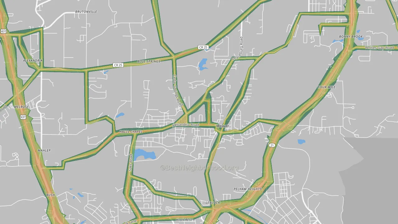 36277, AL Map of Noise Levels in 36277