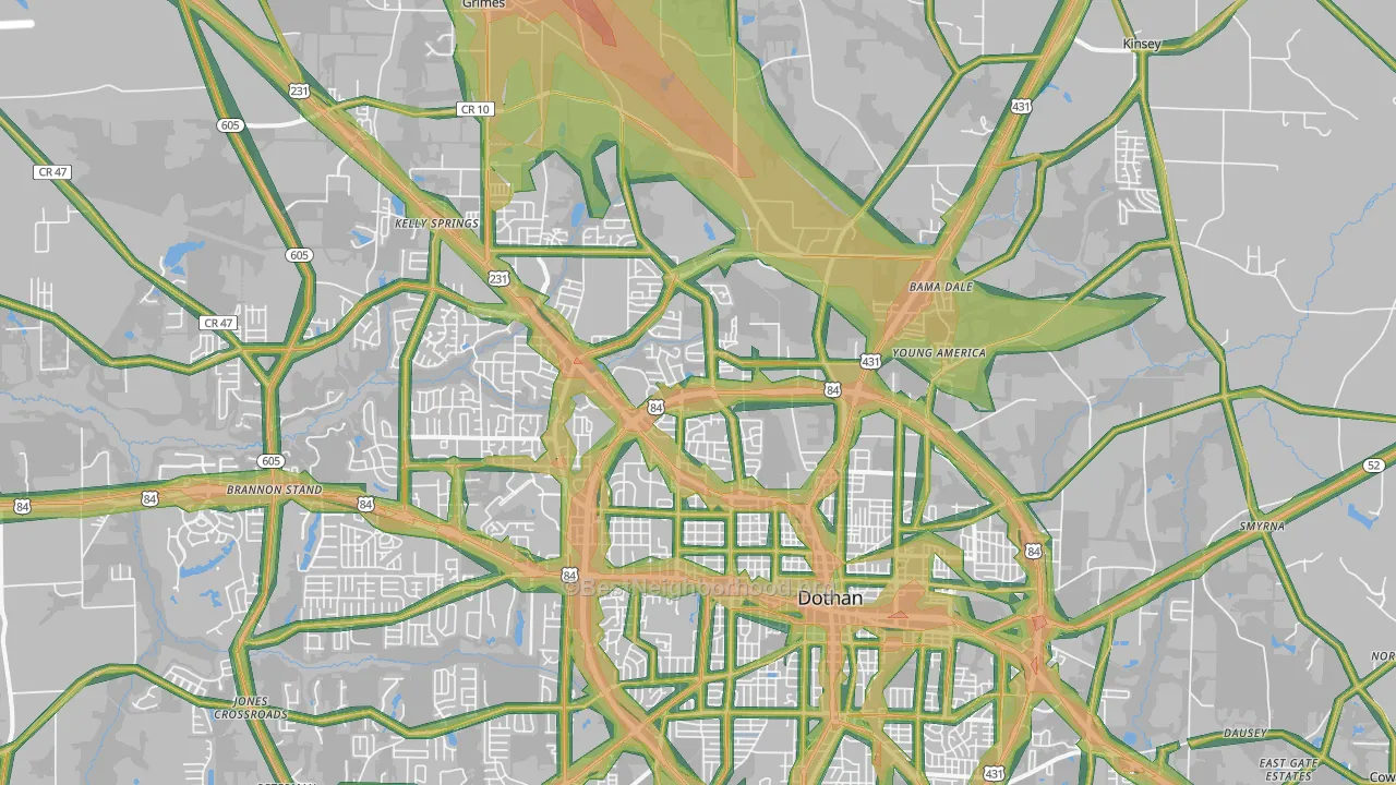 36303, AL Map of Noise Levels in 36303