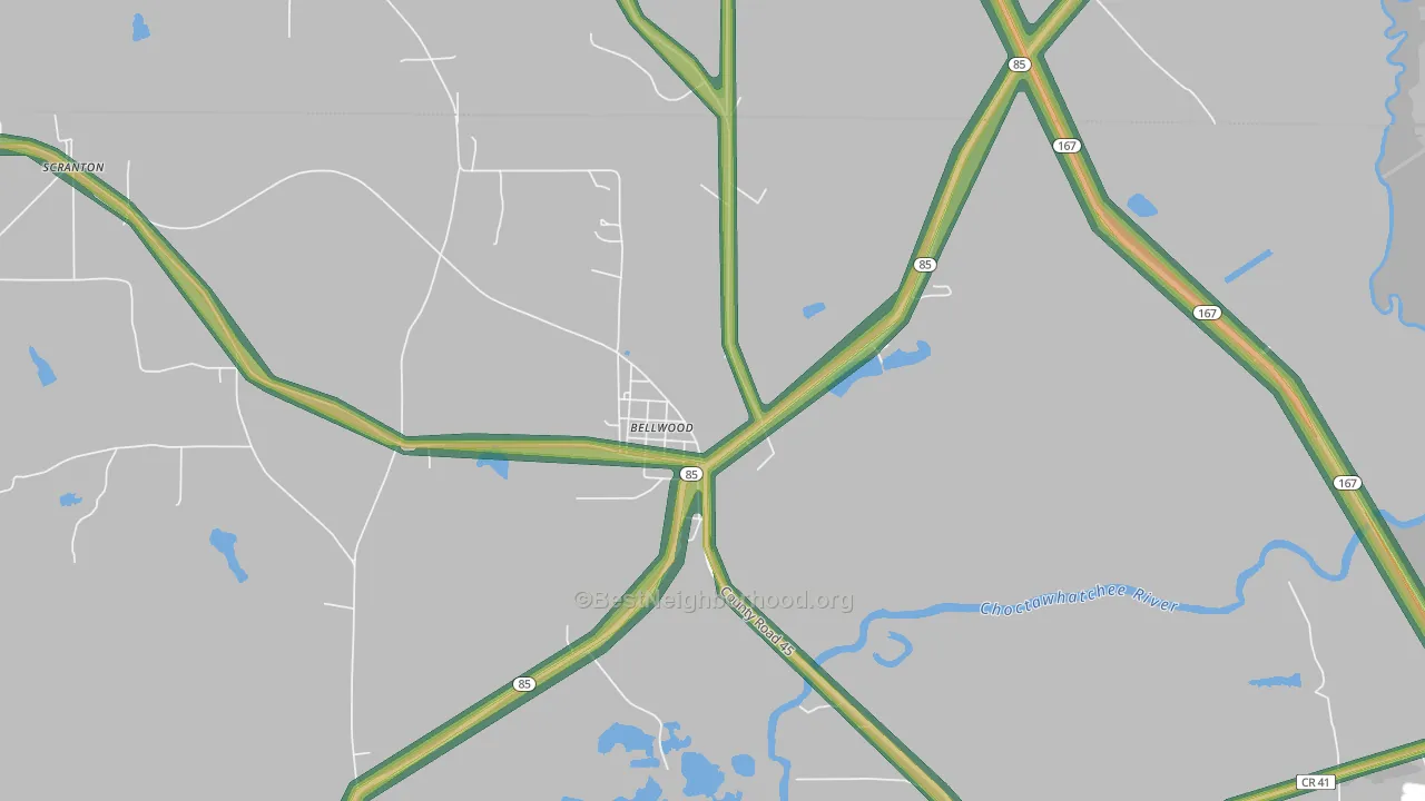 36313, AL Map of Noise Levels in 36313