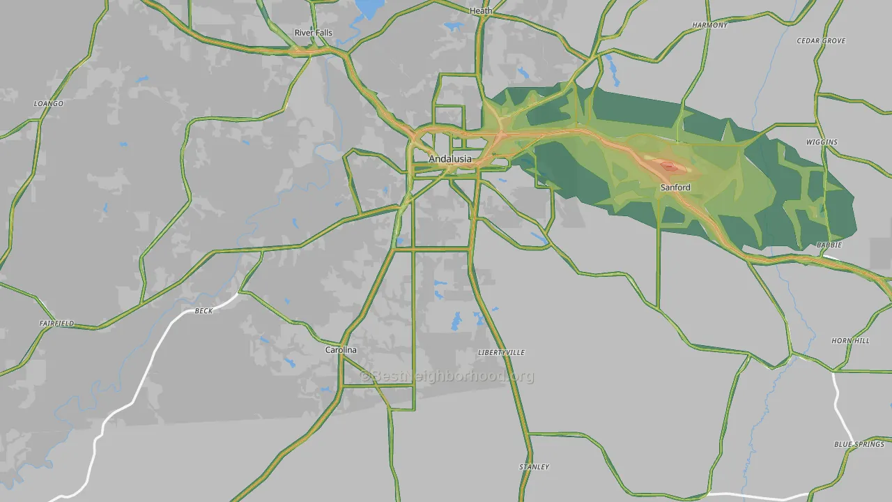 36420, AL Map of Noise Levels in 36420