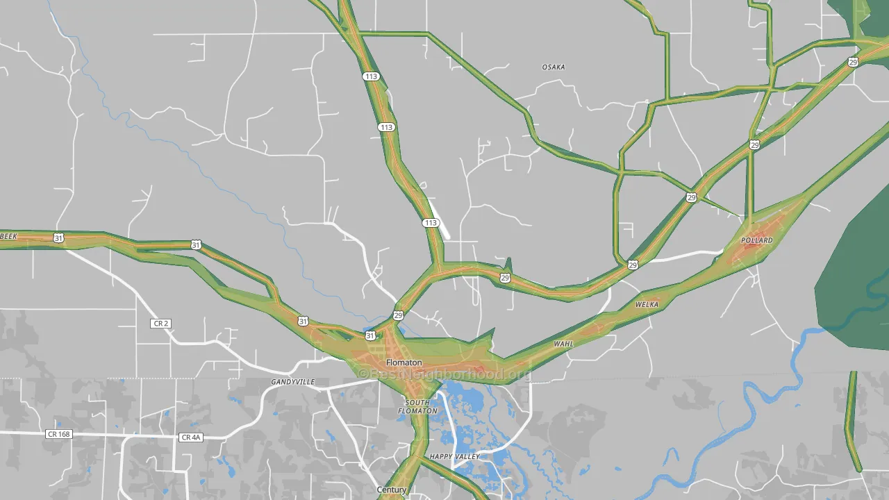 36441, AL Map of Noise Levels in 36441