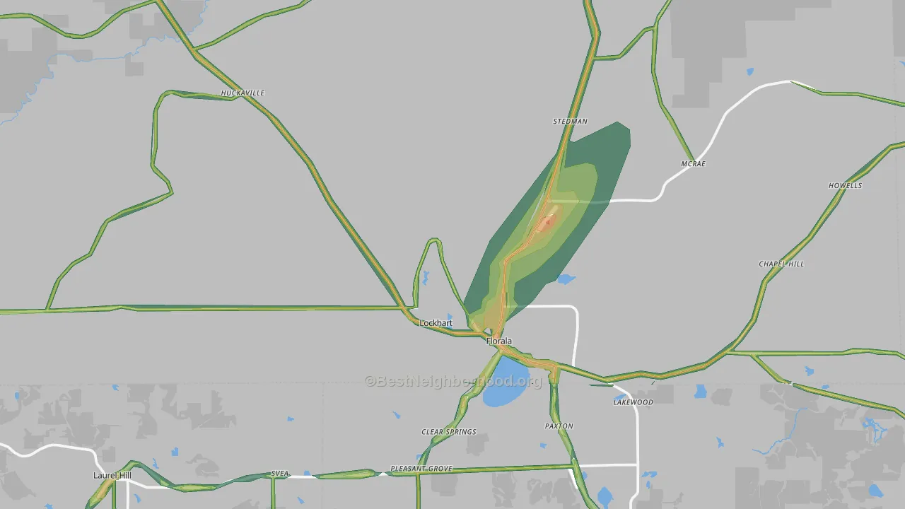 36442, AL Map of Noise Levels in 36442