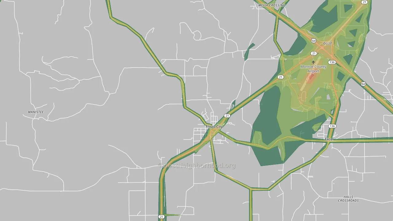 36445, AL Map of Noise Levels in 36445