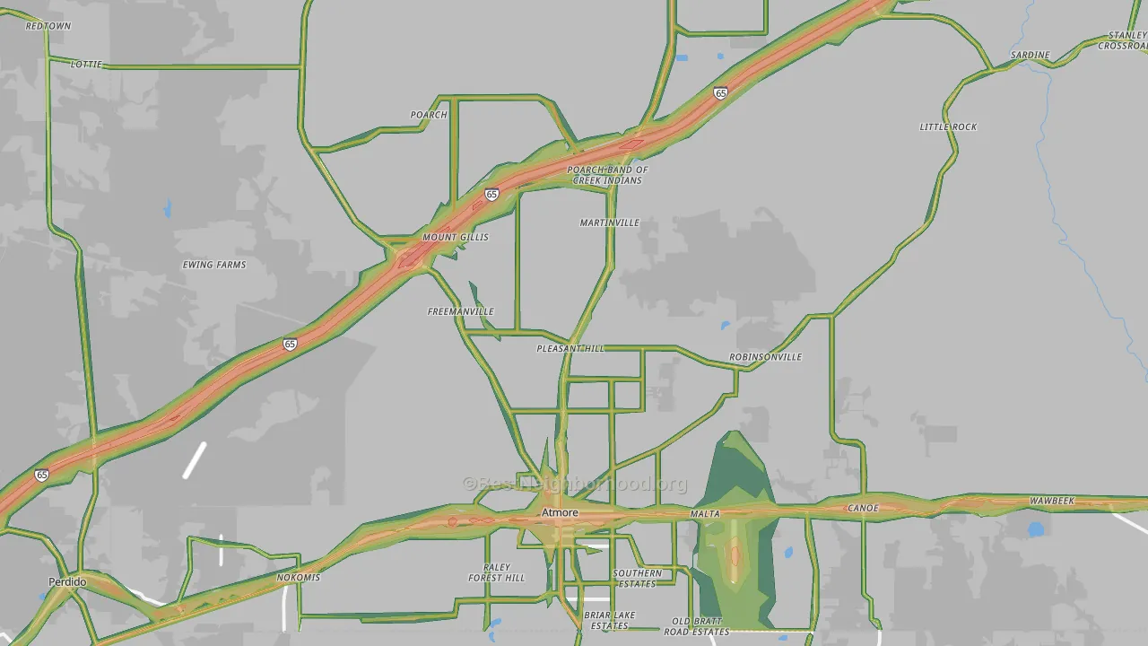 36502, AL Map of Noise Levels in 36502