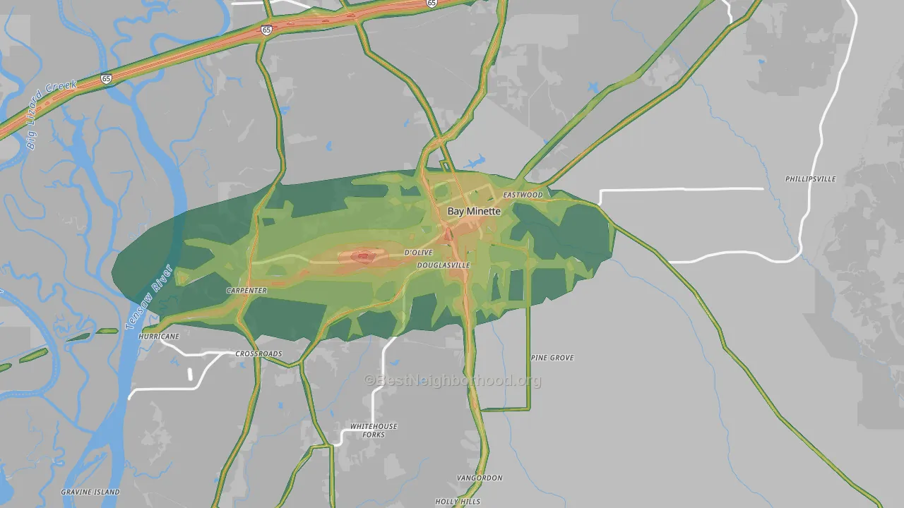 36507, AL Map of Noise Levels in 36507