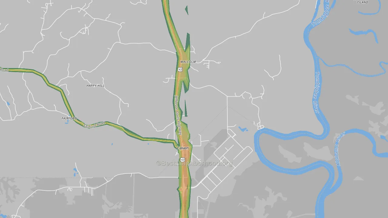 36513, AL Map of Noise Levels in 36513