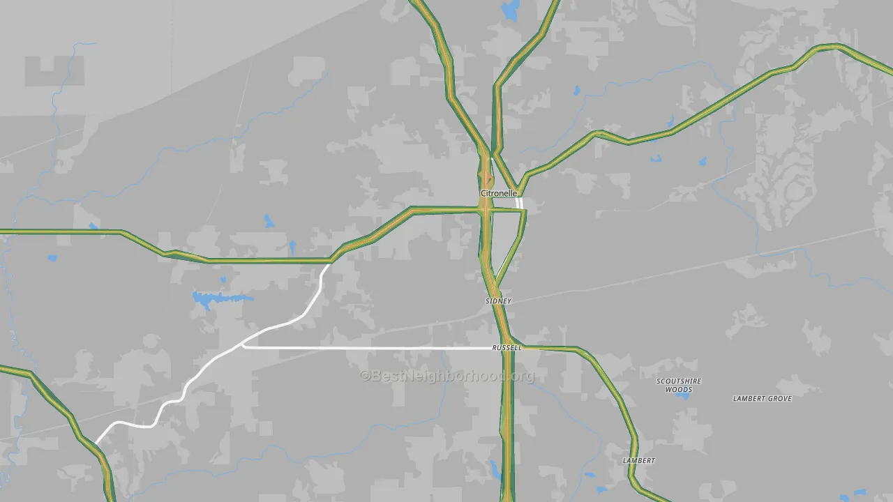 36522, AL Map of Noise Levels in 36522