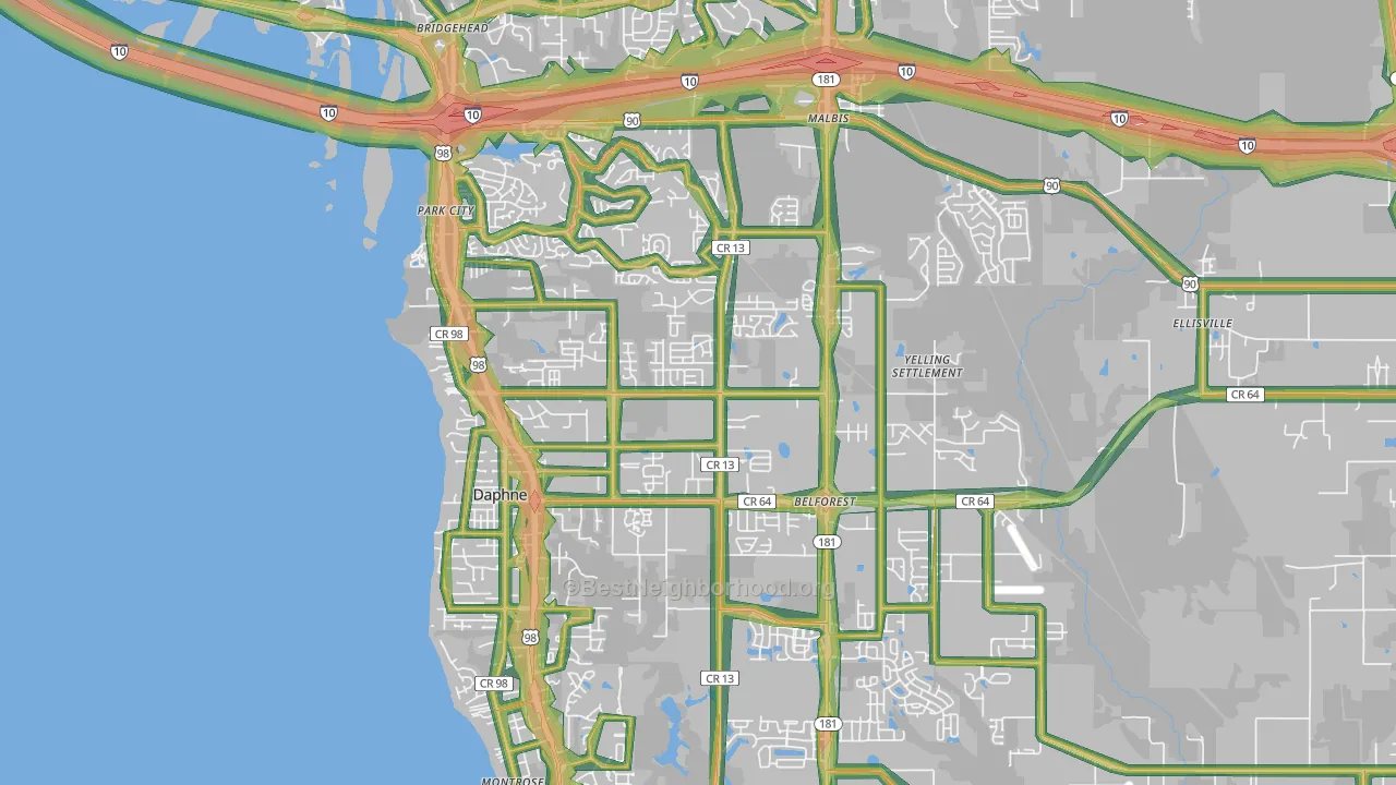 36526, AL Map of Noise Levels in 36526