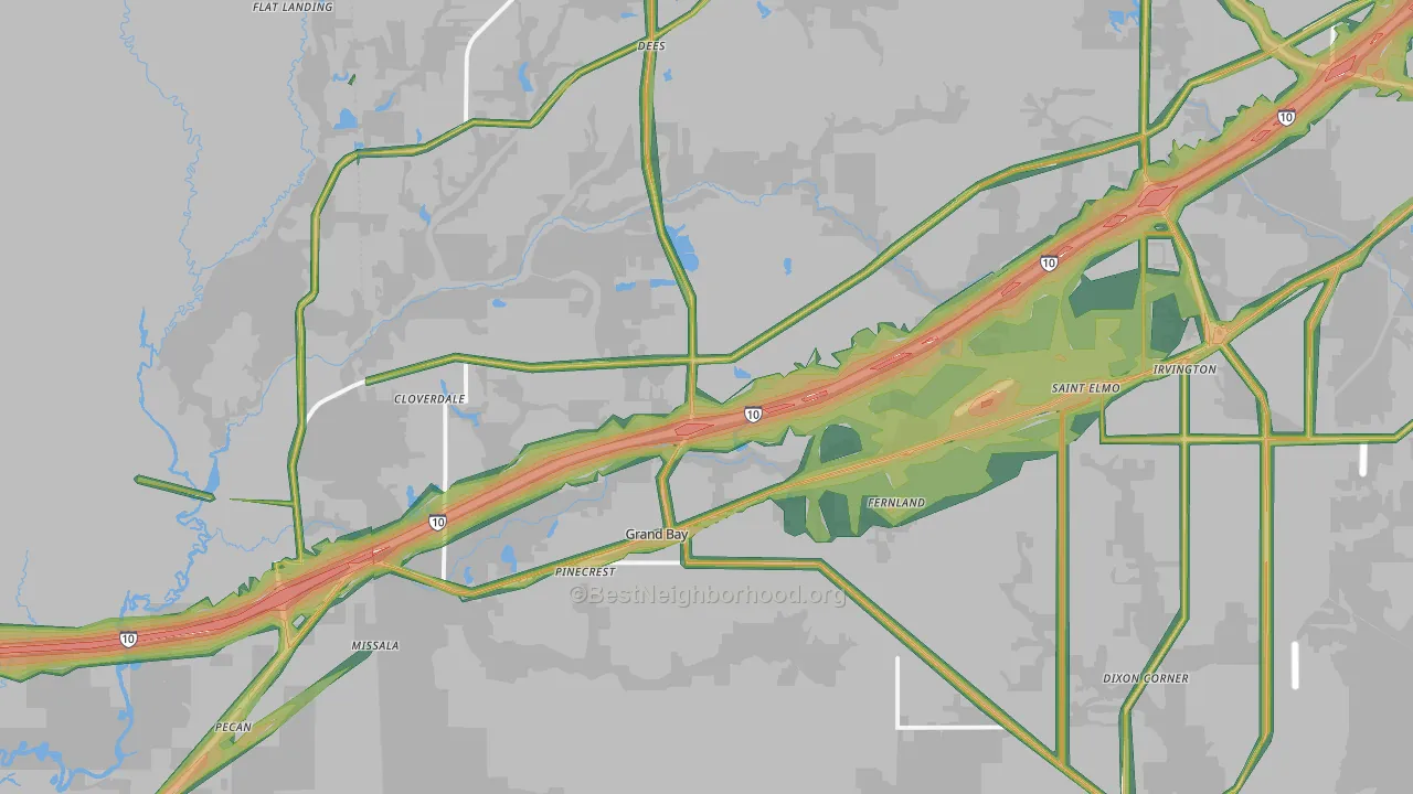 36541, AL Map of Noise Levels in 36541