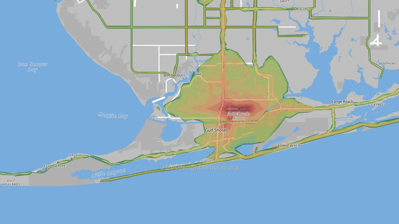 36542, AL Map of Noise Levels in 36542