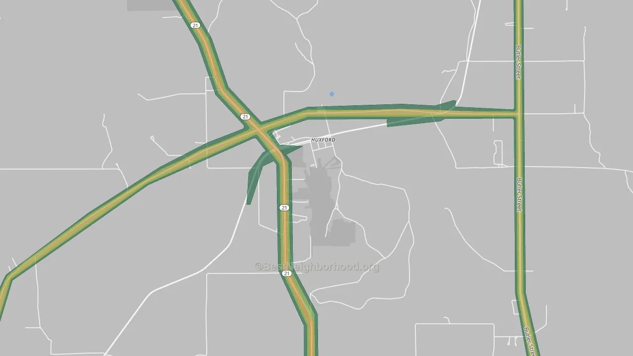 36543, AL Map of Noise Levels in 36543