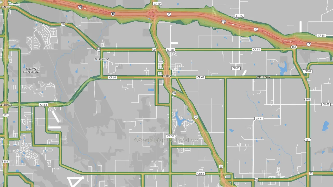 36551, AL Map of Noise Levels in 36551