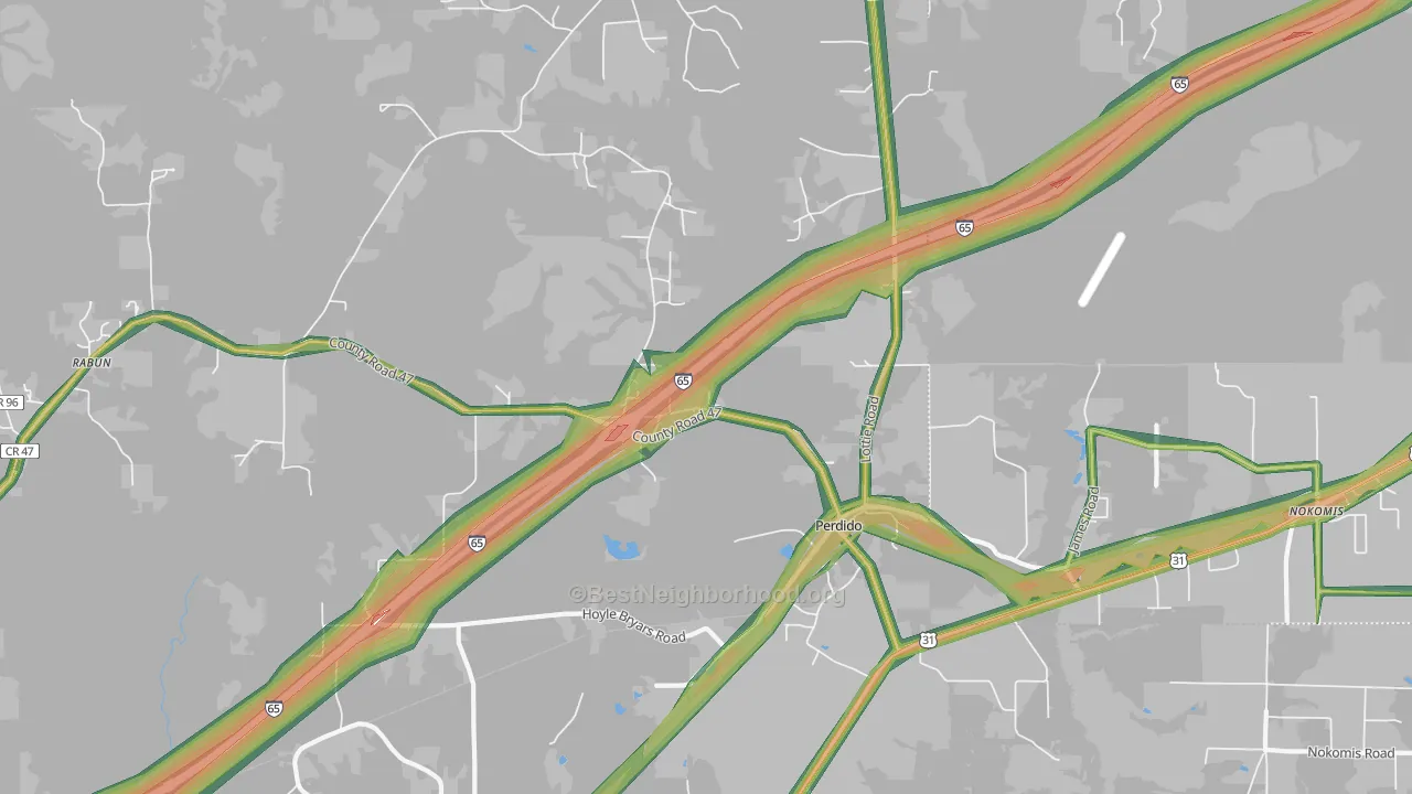 36562, AL Map of Noise Levels in 36562