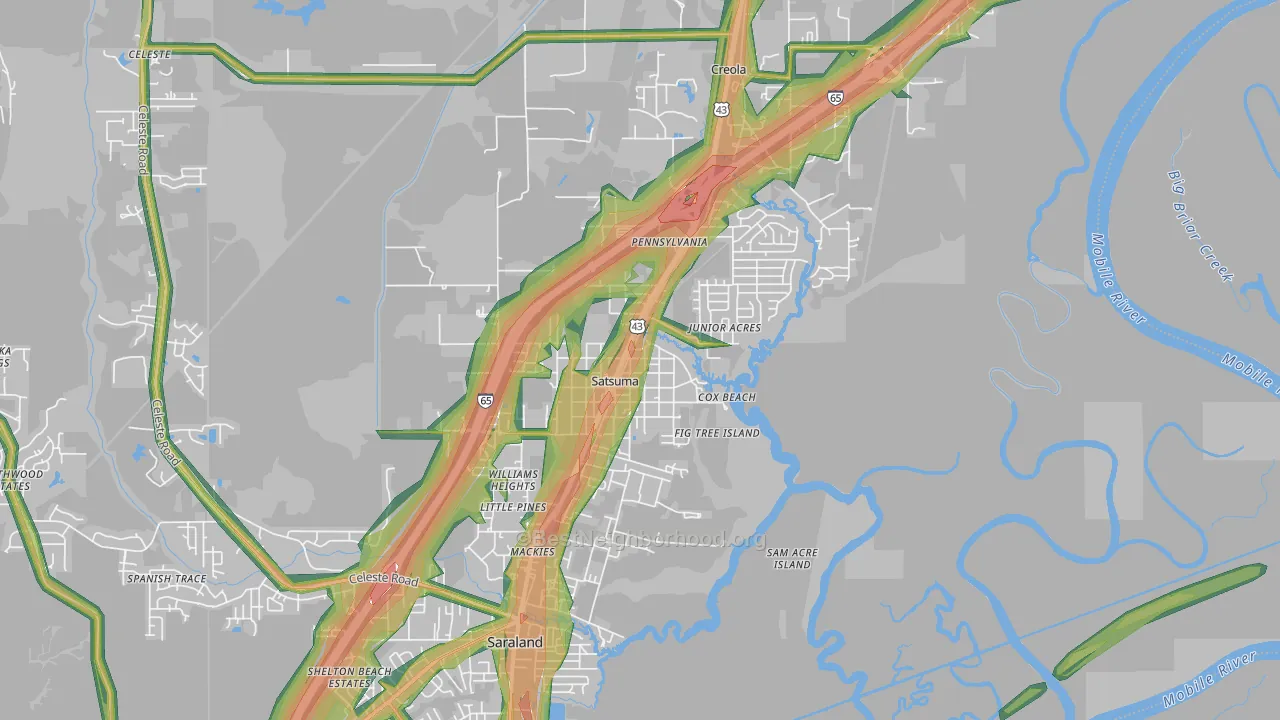 36572, AL Map of Noise Levels in 36572