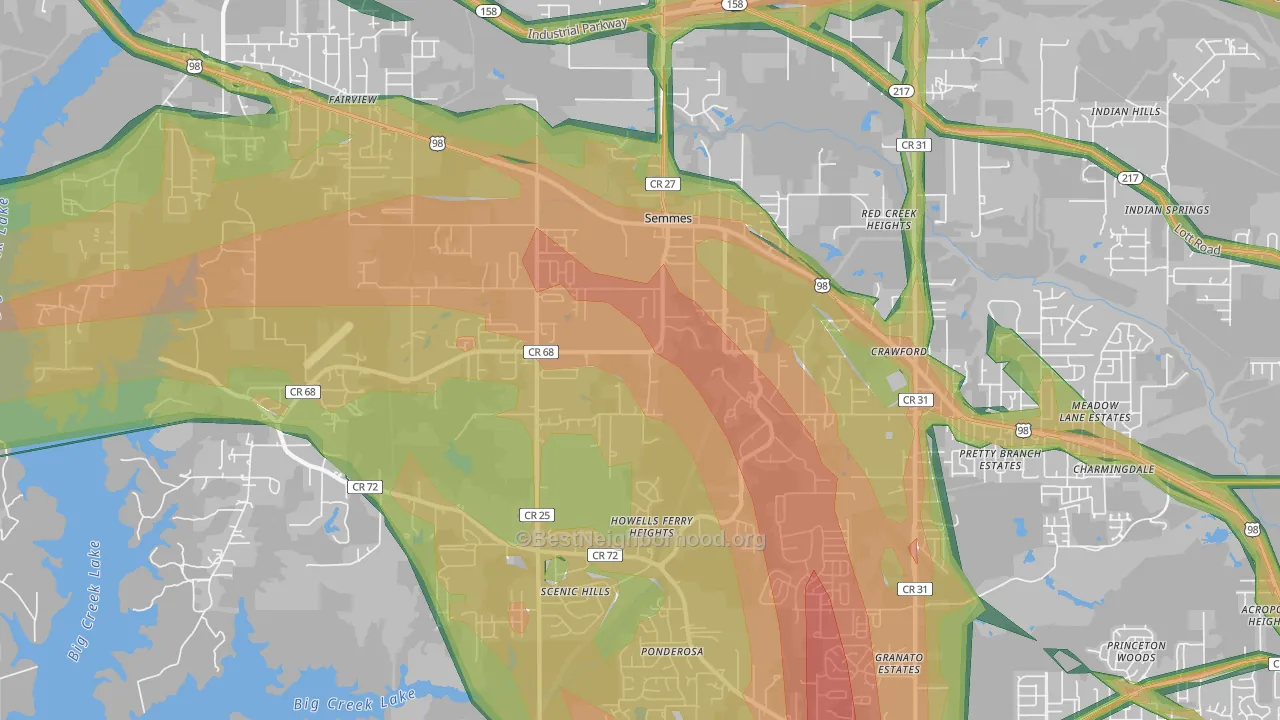 36575, AL Map of Noise Levels in 36575
