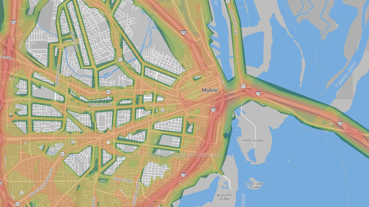 36603, AL Map of Noise Levels in 36603