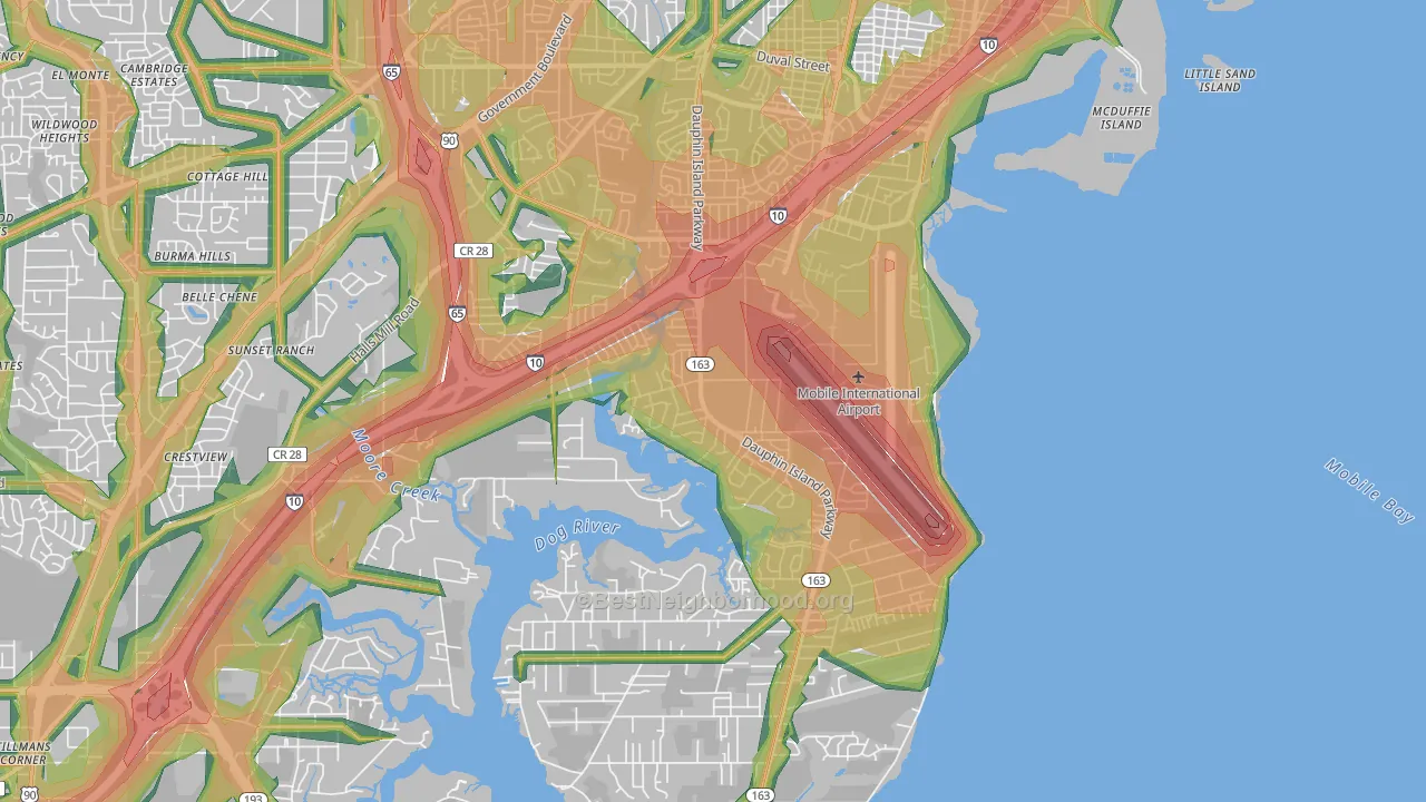 36605, AL Map of Noise Levels in 36605