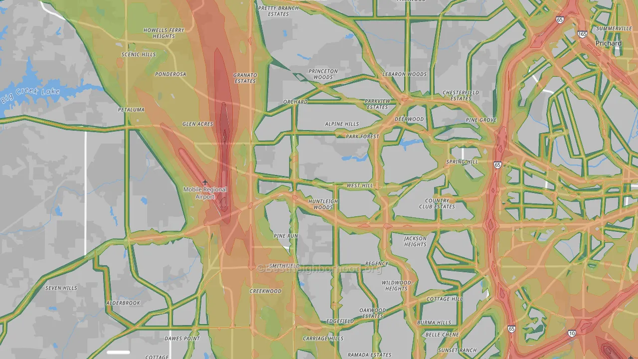 36608, AL Map of Noise Levels in 36608