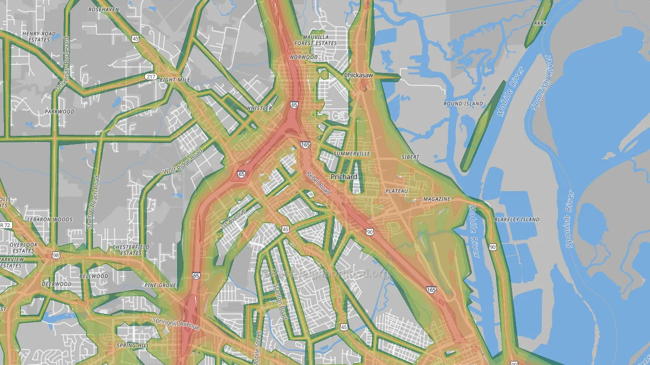 36610, AL Map of Noise Levels in 36610