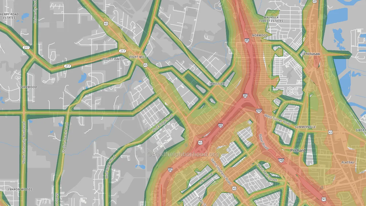 36612, AL Map of Noise Levels in 36612