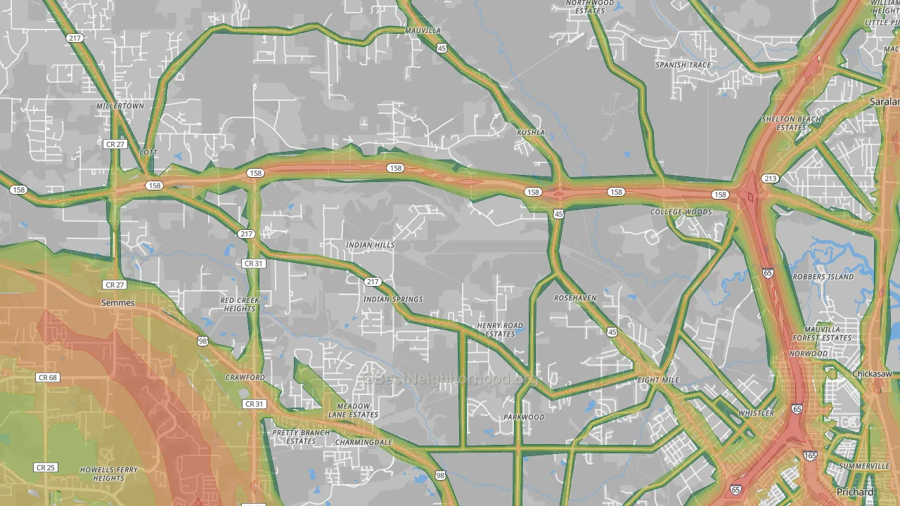 36613, AL Map of Noise Levels in 36613