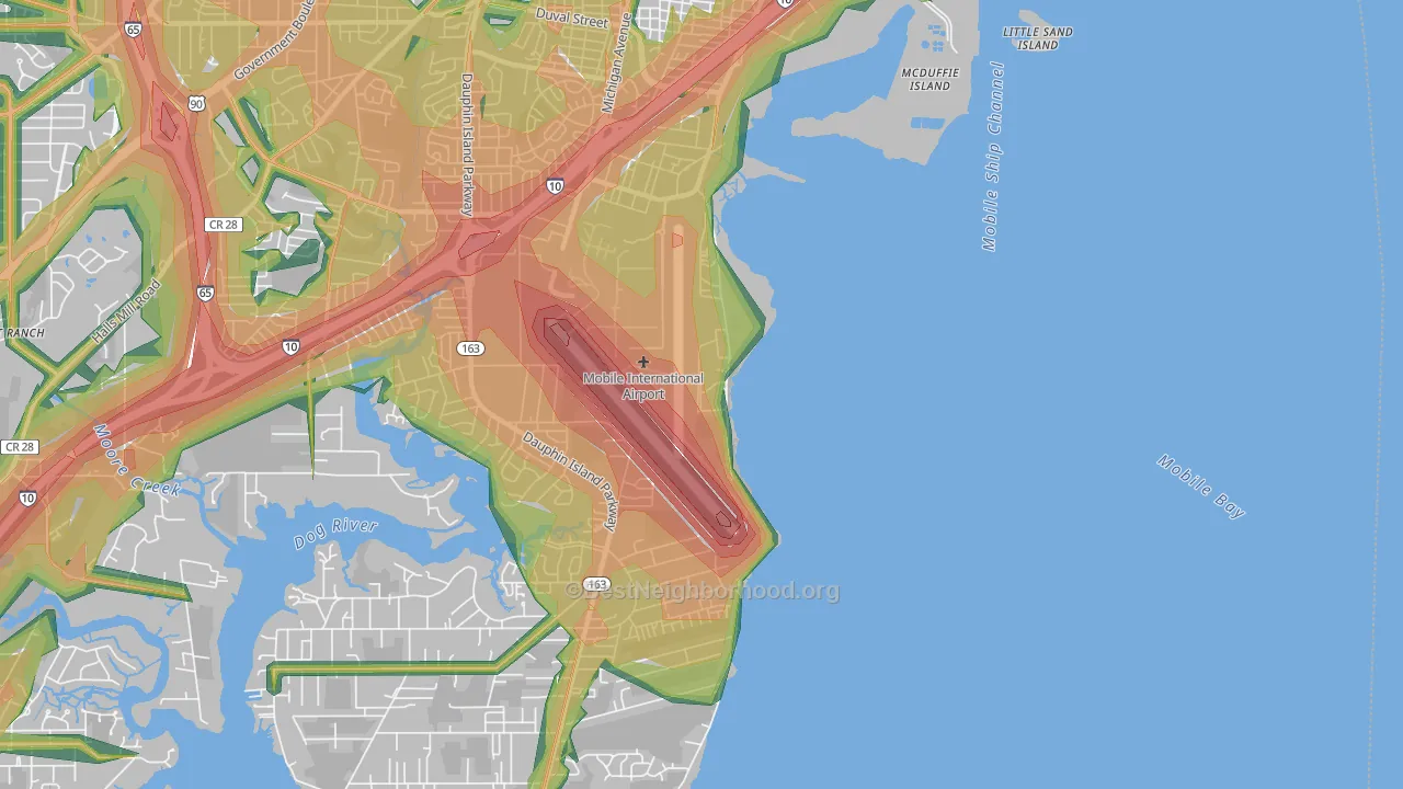 36615, AL Map of Noise Levels in 36615
