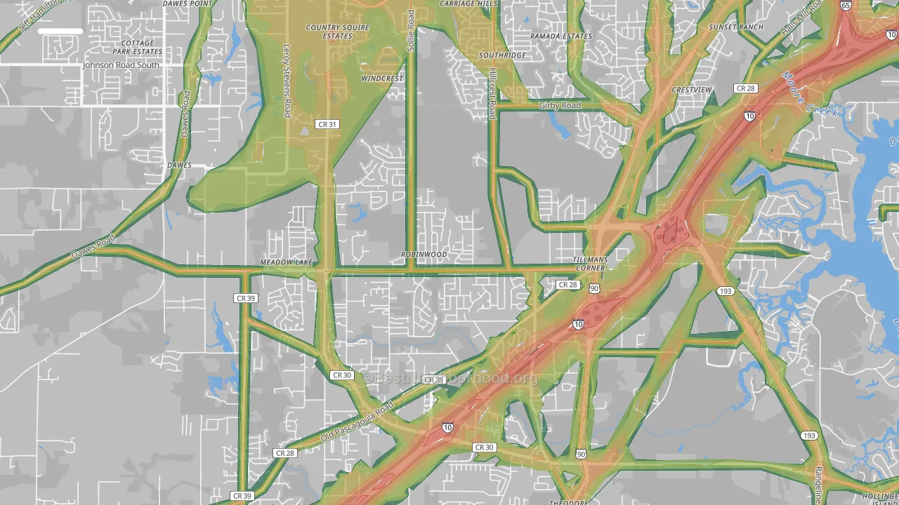 36619, AL Map of Noise Levels in 36619
