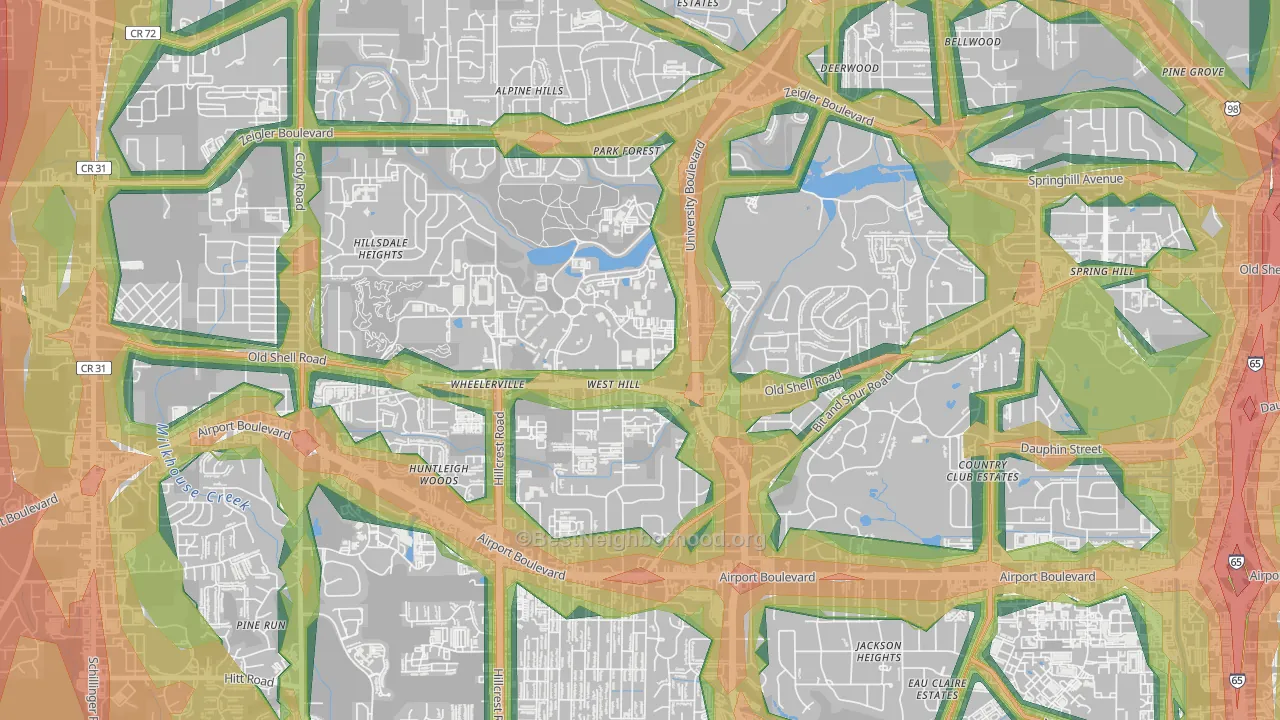 36688, AL Map of Noise Levels in 36688