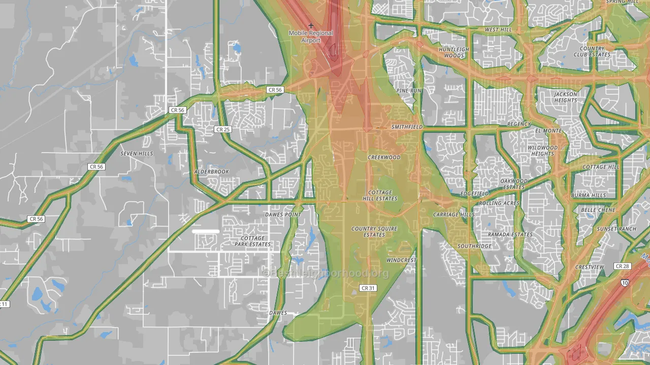 36695, AL Map of Noise Levels in 36695