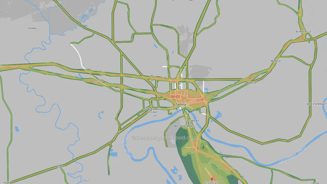 36701, AL Map of Noise Levels in 36701