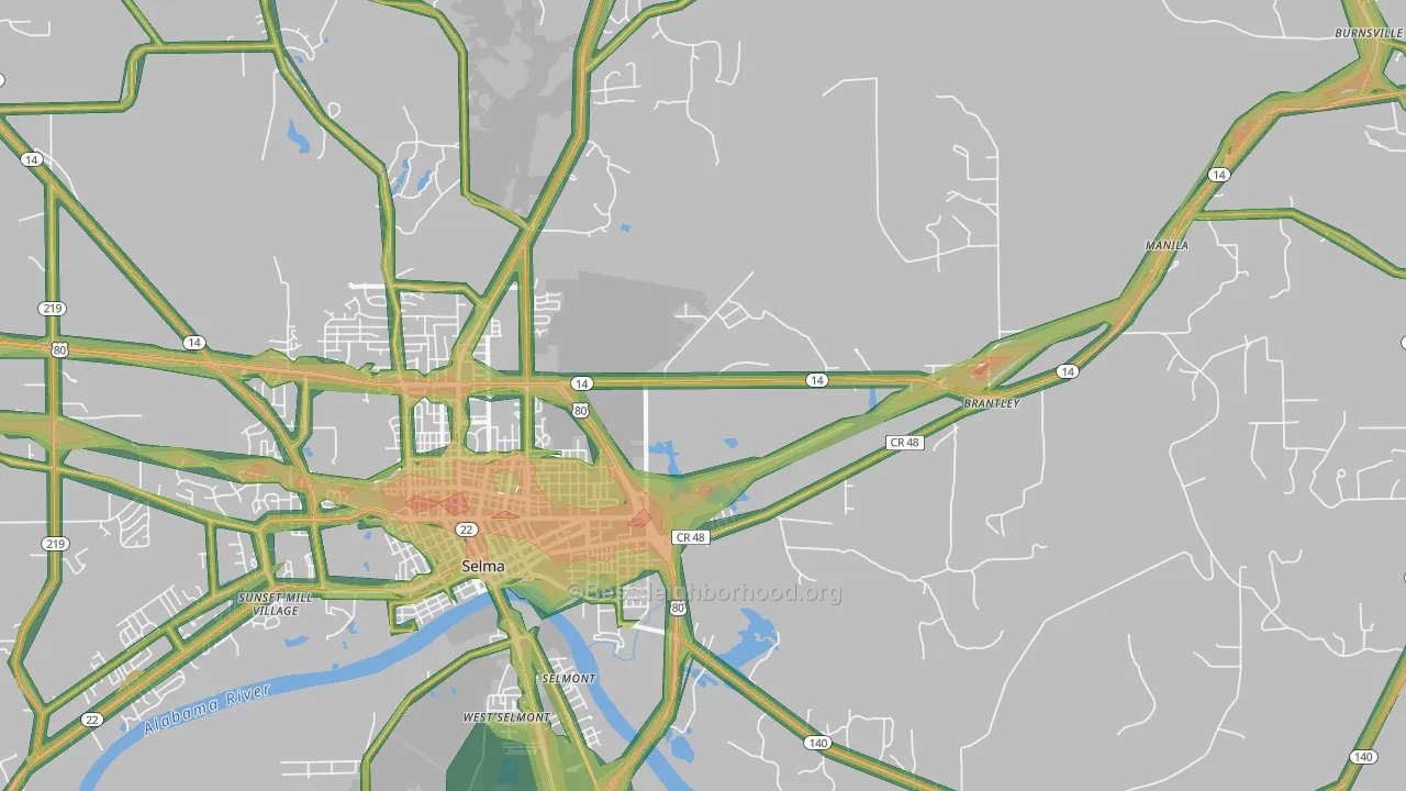 36703, AL Map of Noise Levels in 36703
