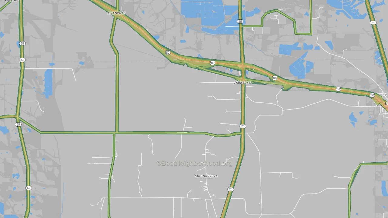 36738, AL Map of Noise Levels in 36738
