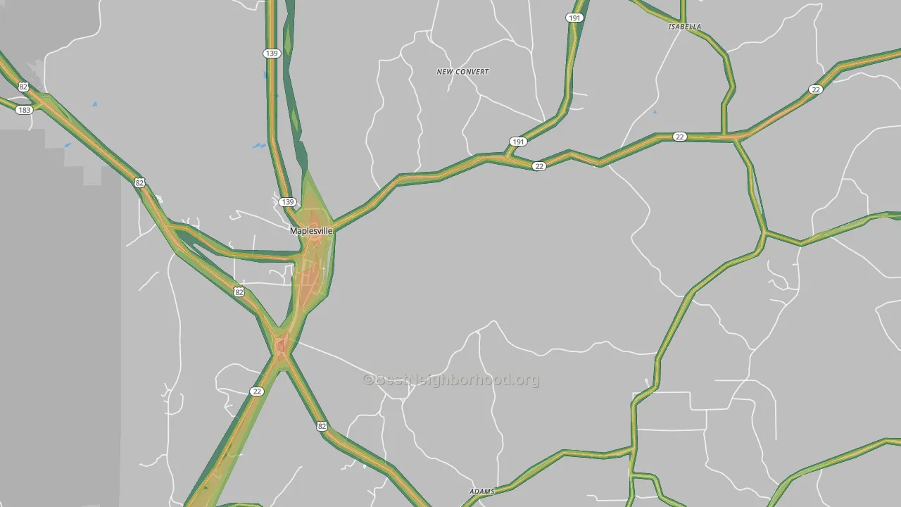 36750, AL Map of Noise Levels in 36750