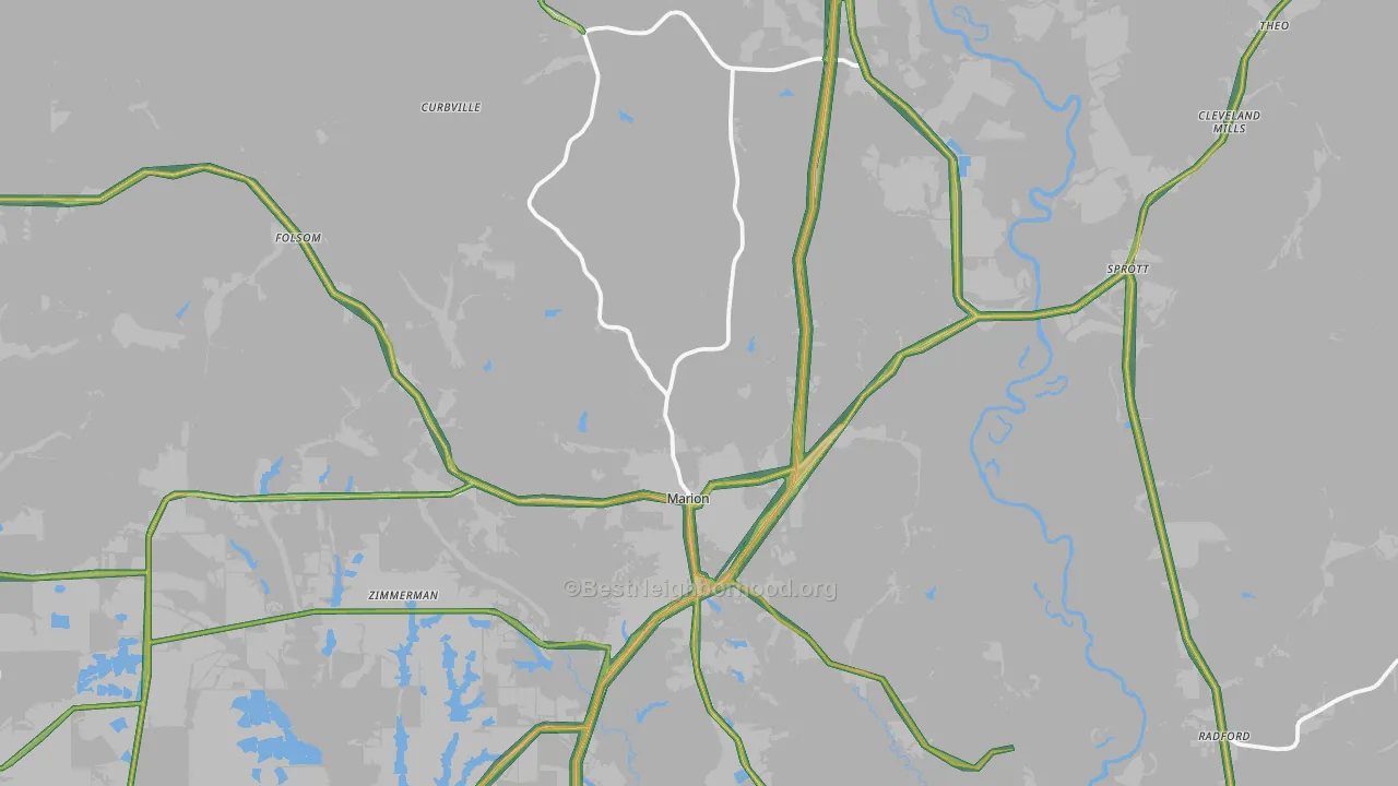 36756, AL Map of Noise Levels in 36756