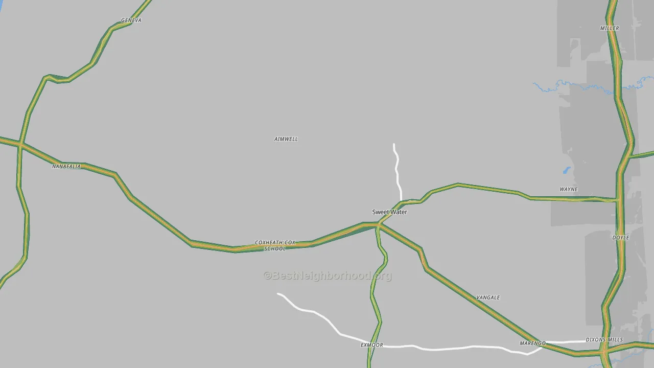 36782, AL Map of Noise Levels in 36782