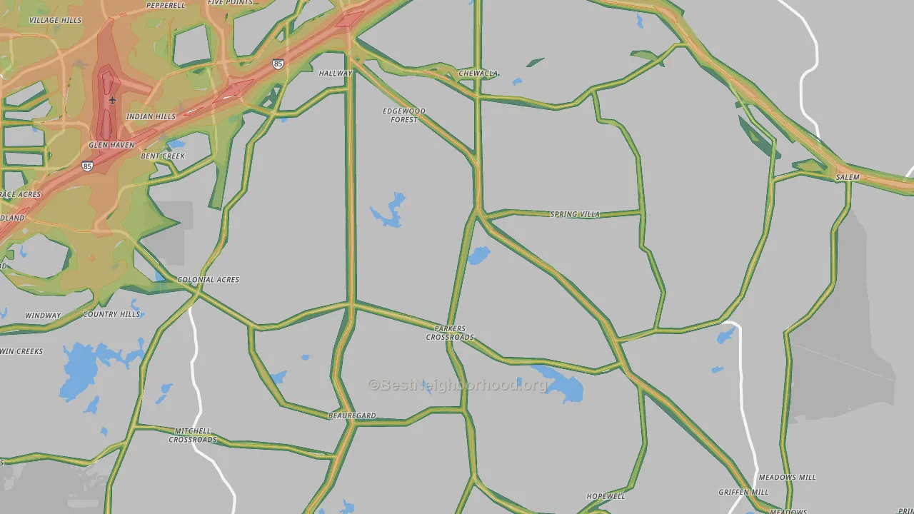 36804, AL Map of Noise Levels in 36804