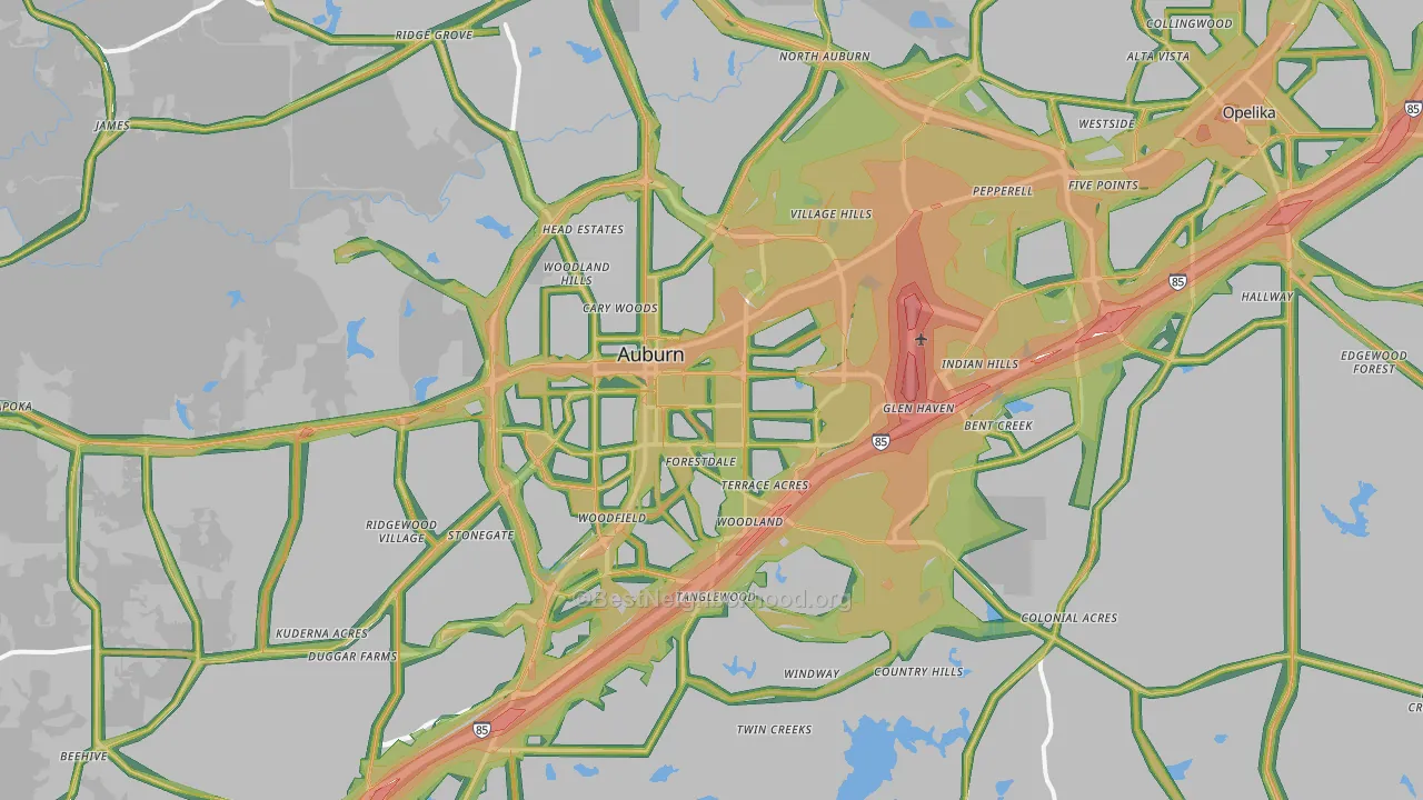 36830, AL Map of Noise Levels in 36830