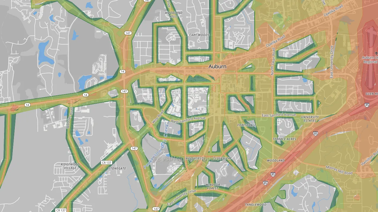 36849, AL Map of Noise Levels in 36849