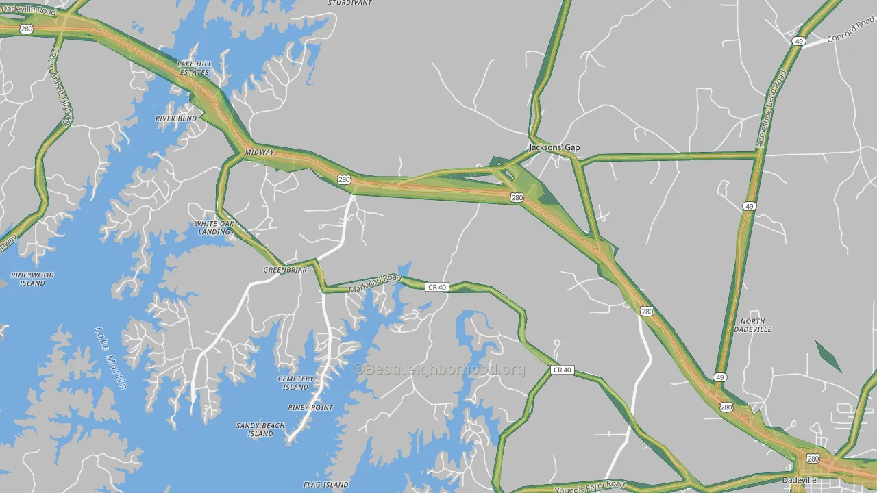 36861, AL Map of Noise Levels in 36861