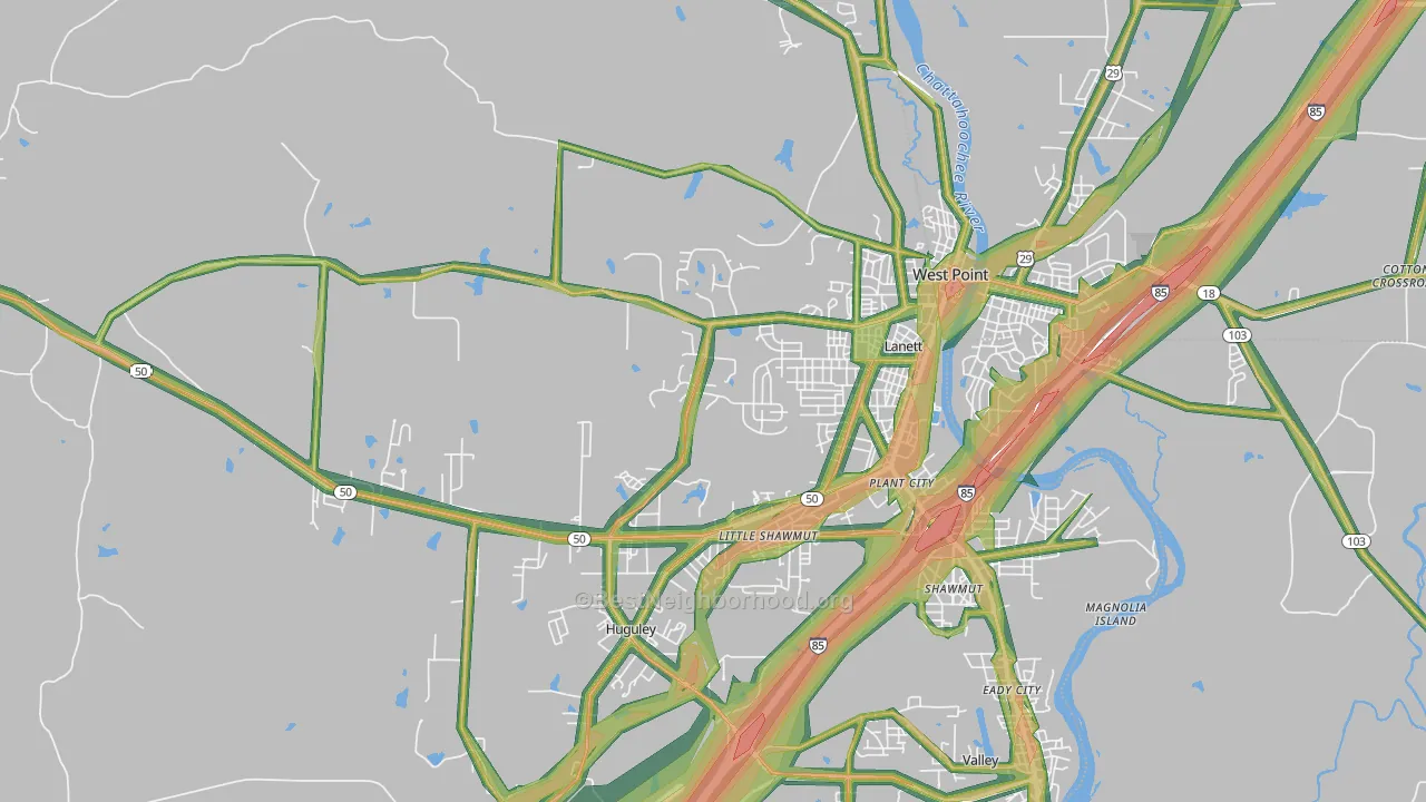 36863, AL Map of Noise Levels in 36863