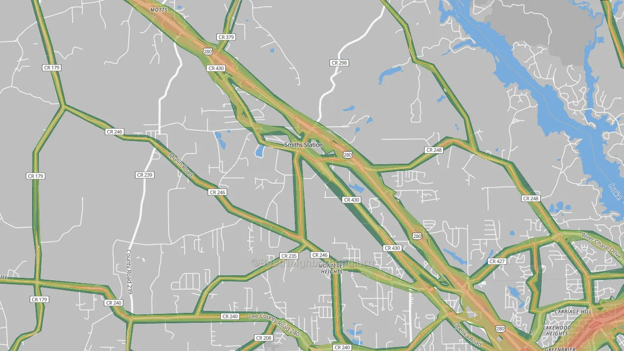 36877, AL Map of Noise Levels in 36877