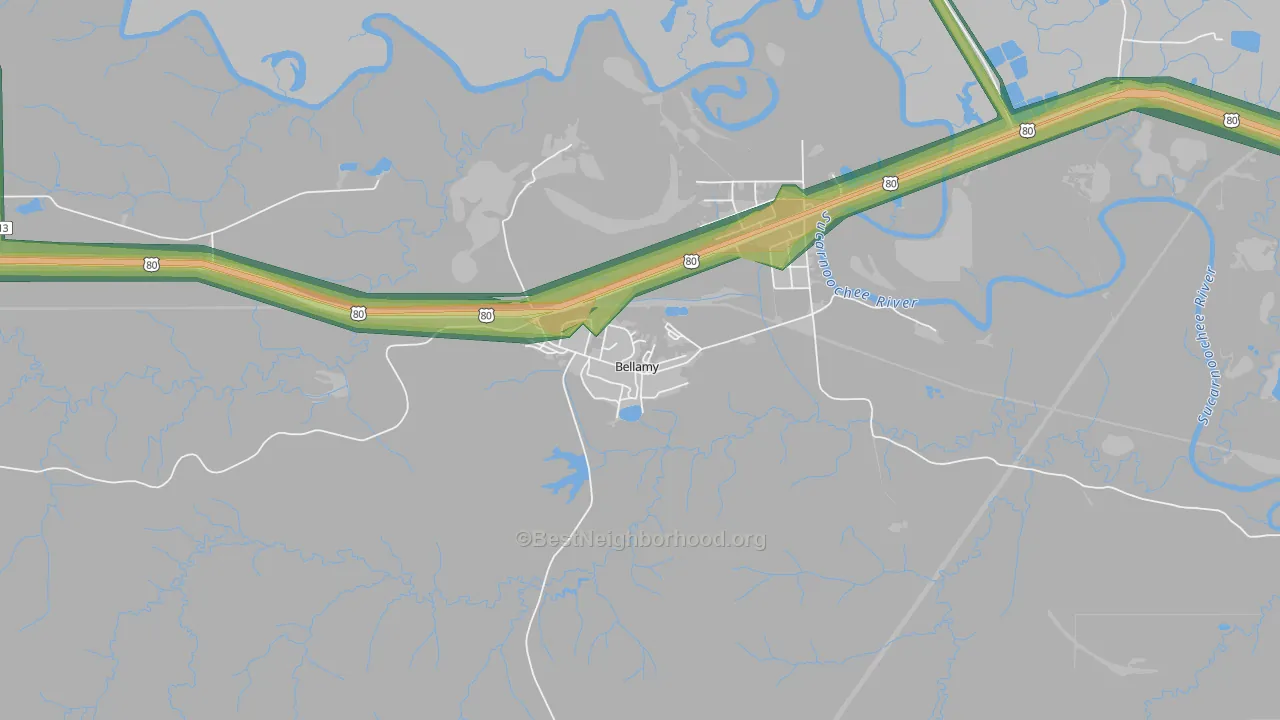 36901, AL Map of Noise Levels in 36901
