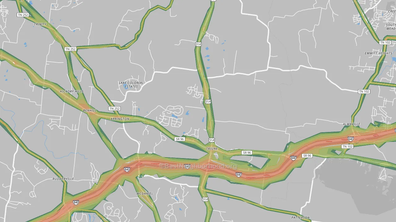37014, TN Map of Noise Levels in 37014