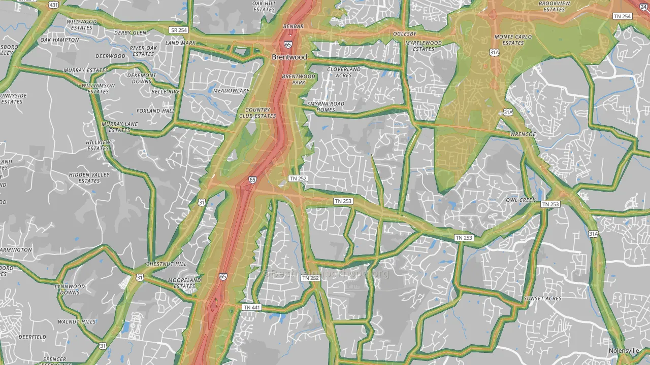 37027, TN Map of Noise Levels in 37027