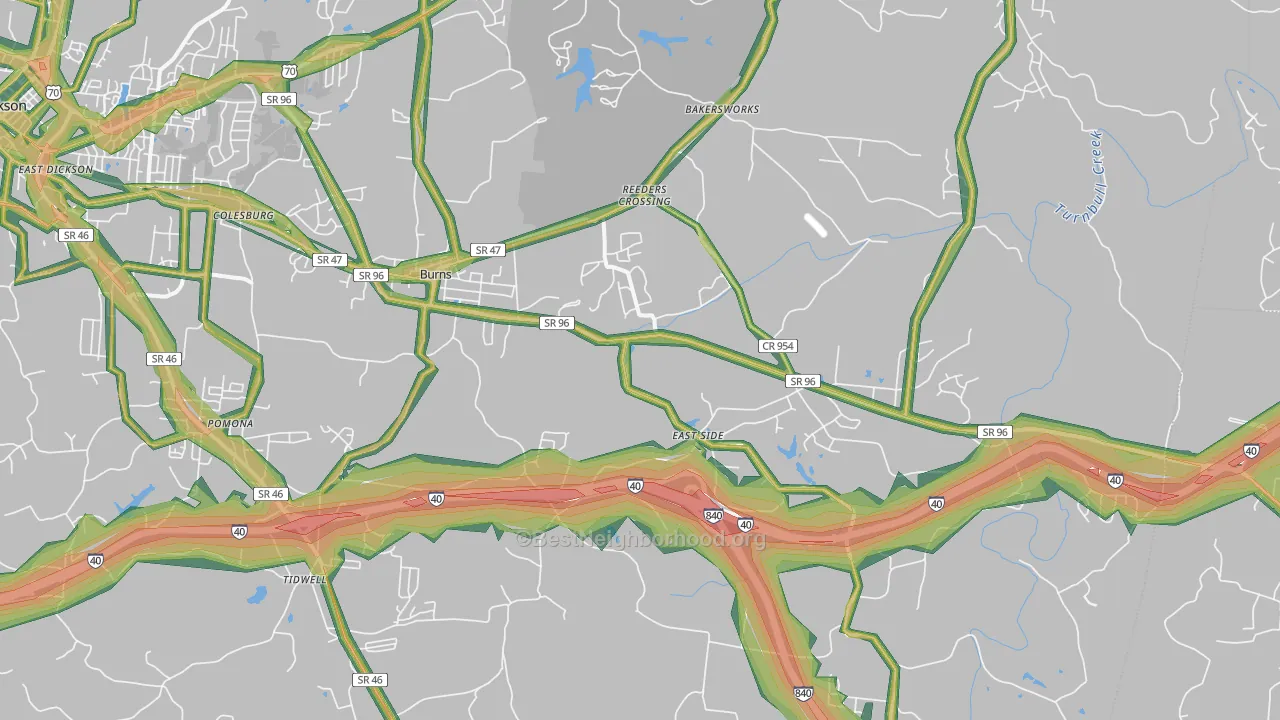 37029, TN Map of Noise Levels in 37029
