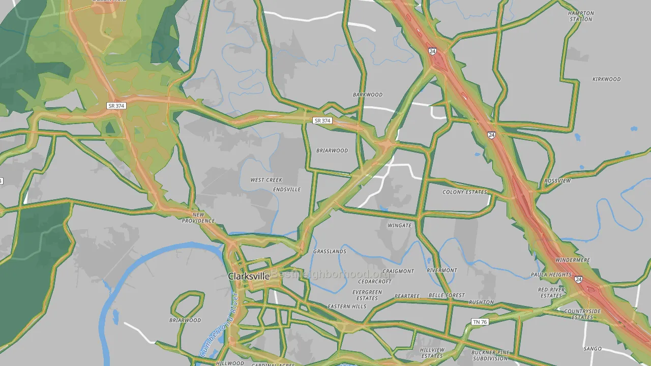 37040, TN Map of Noise Levels in 37040