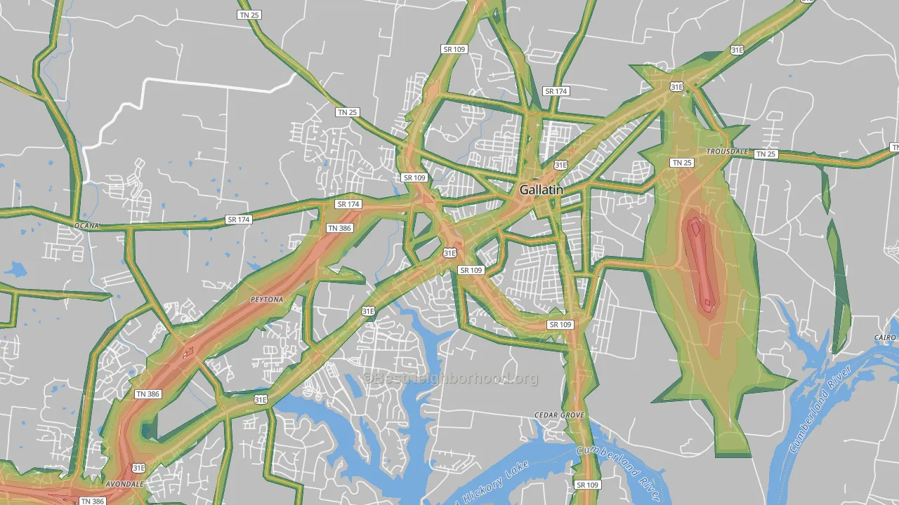 37066, TN Map of Noise Levels in 37066