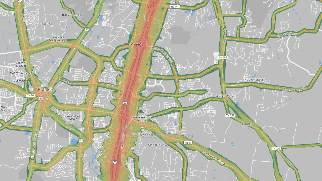 37067, TN Map of Noise Levels in 37067