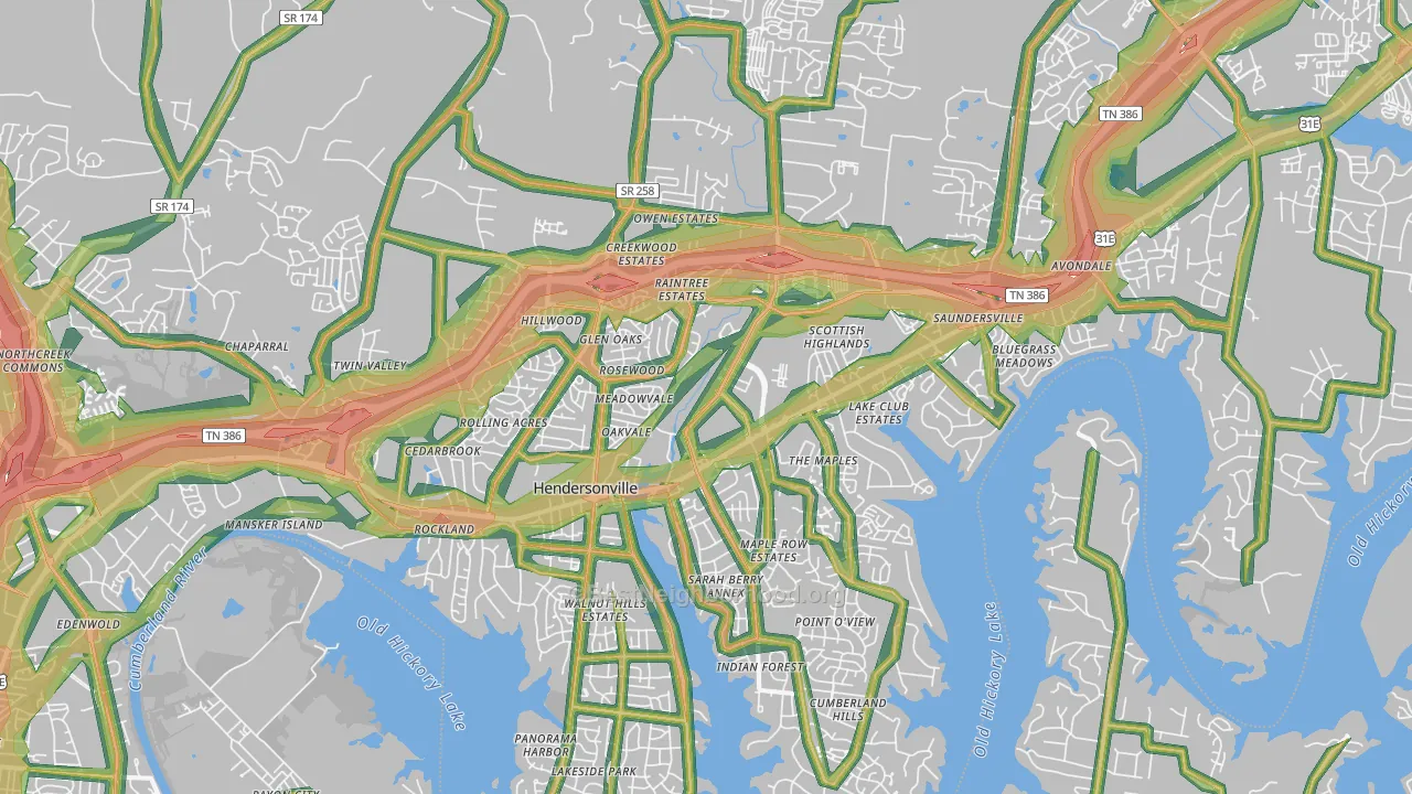 37075, TN Map of Noise Levels in 37075
