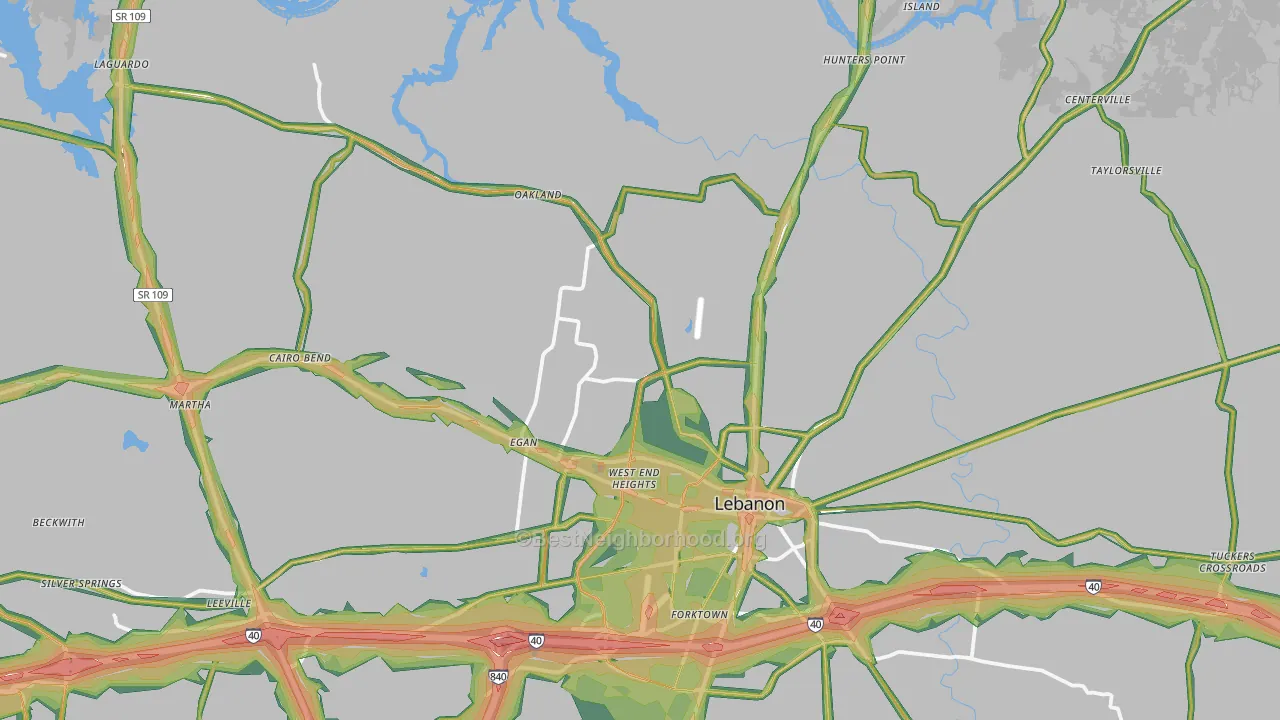 37087, TN Map of Noise Levels in 37087